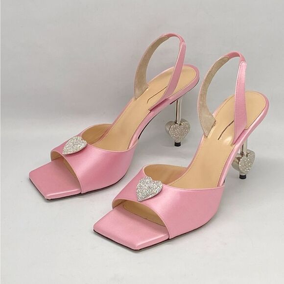 MACH & MACH Crystal Heart Slingback Heel Sandals size 39 - Picture 5 of 14